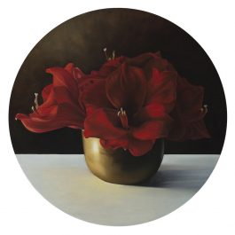 Hippeastrum Lilies in Brass Bowl
